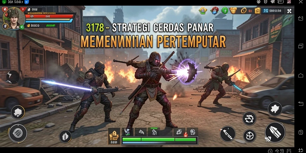 Tangkapan layar menunjukkan aksi strategi yang seru dan mendebarkan.