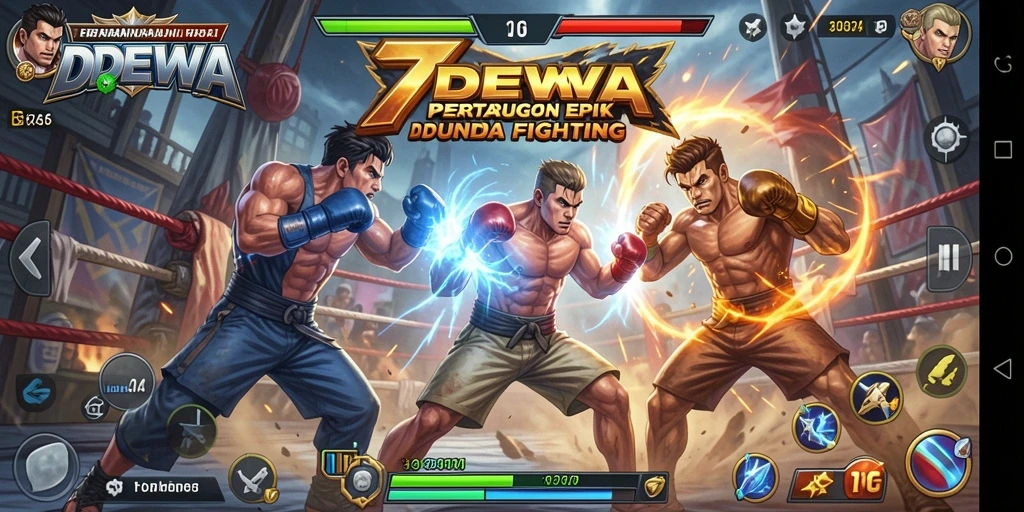 Gameplay seru dalam 7DEWA dengan pertarungan yang mendebarkan.