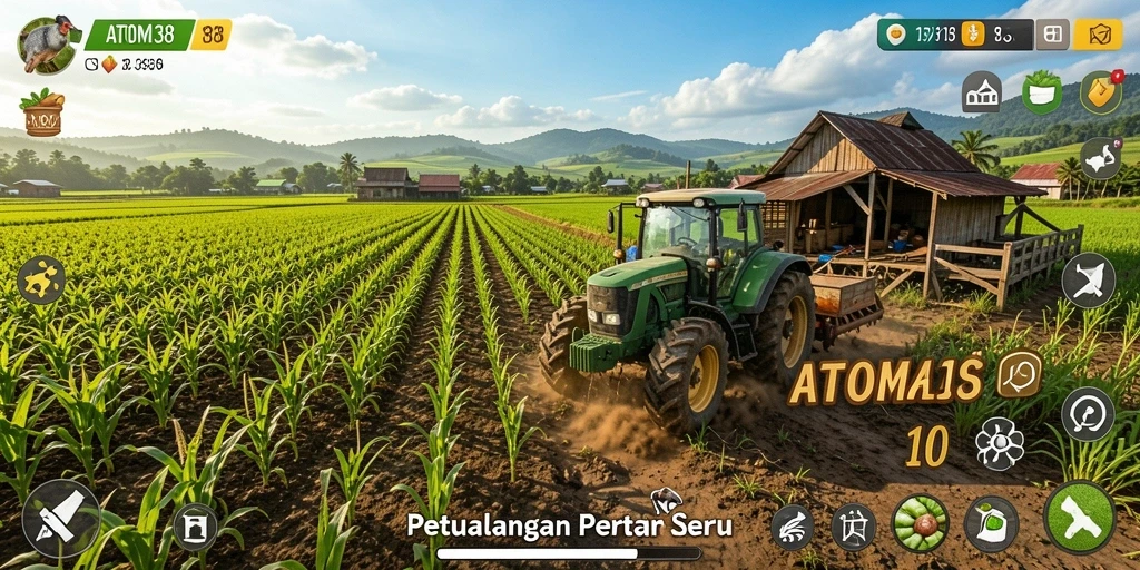 Contoh gameplay Farming di ATOM138 yang penuh warna.