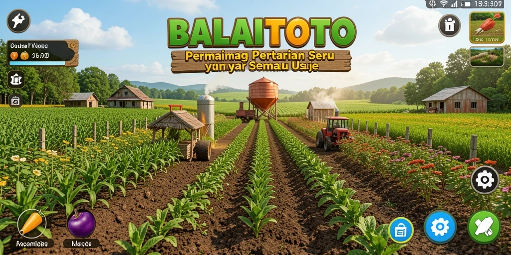 Screenshot gameplay dari BALAITOTO menampilkan aksi bertani yang seru dan interaksi antar pemain.