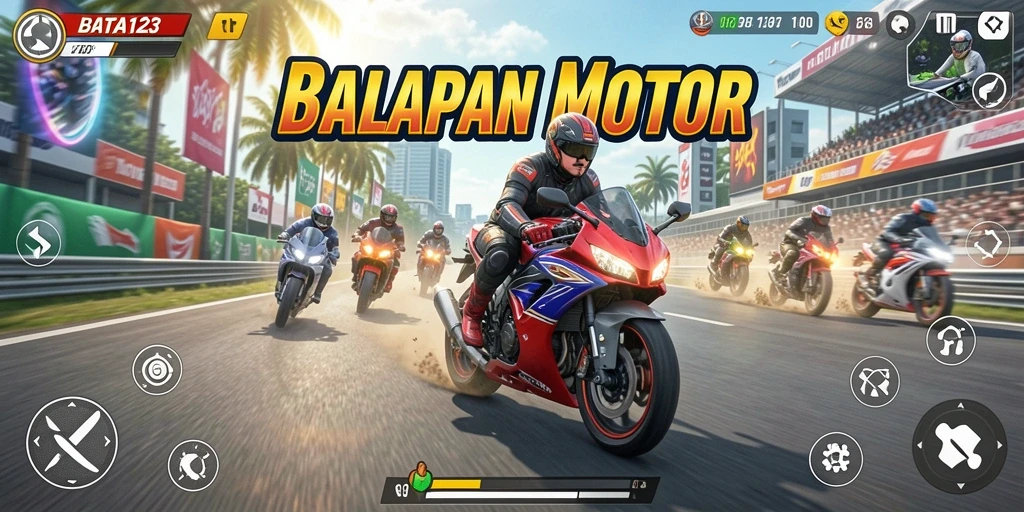 Tampilan aksi mendebarkan dari BATA123 dalam balapan motor.