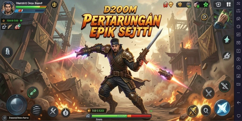 Tampilan aksi seru dari gameplay <strong>D200M</strong> dalam pertarungan Fighting yang menegangkan.