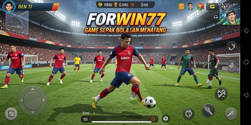 Gameplay menegangkan di lapangan sepak bola FORWIN77.