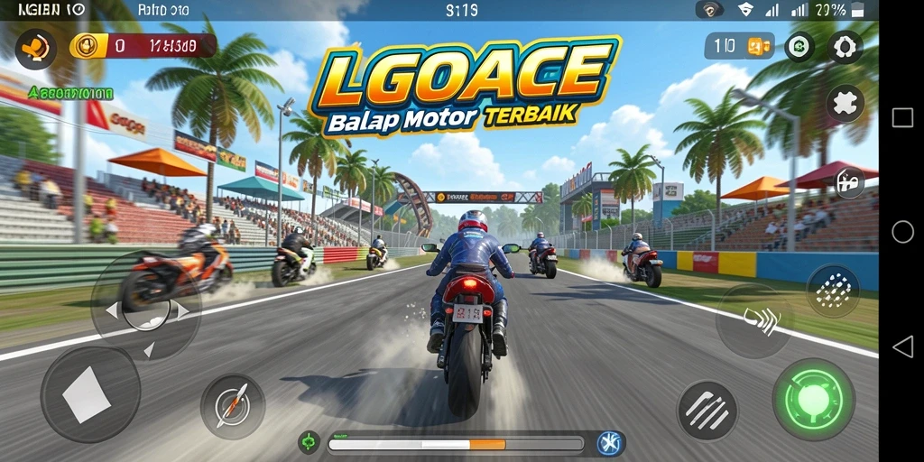Gameplay LGOACE yang seru saat balapan motor.