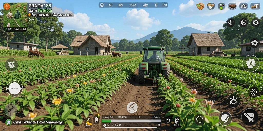 Tampilan gameplay seru di PRADA188 dengan ladang yang rimbun.