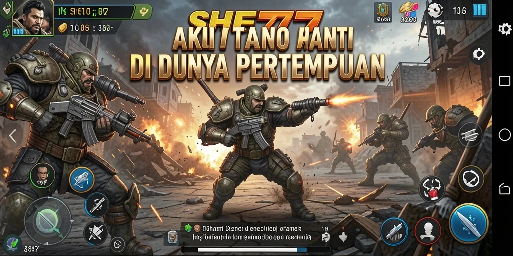 Tangkapan layar gameplay SHE777 menunjukkan aksi seru dalam pertempuran.