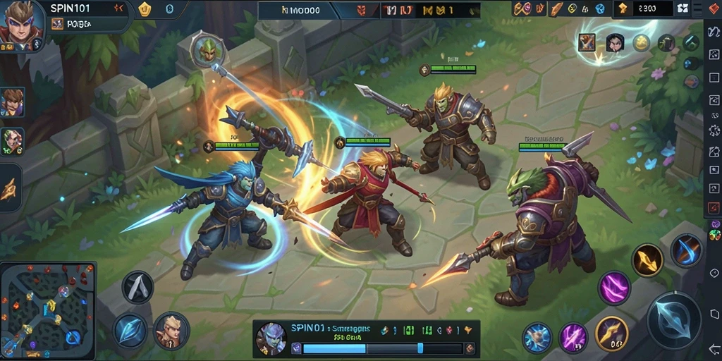 Tampilan seru gameplay SPIN101 dalam pertempuran MOBA.
